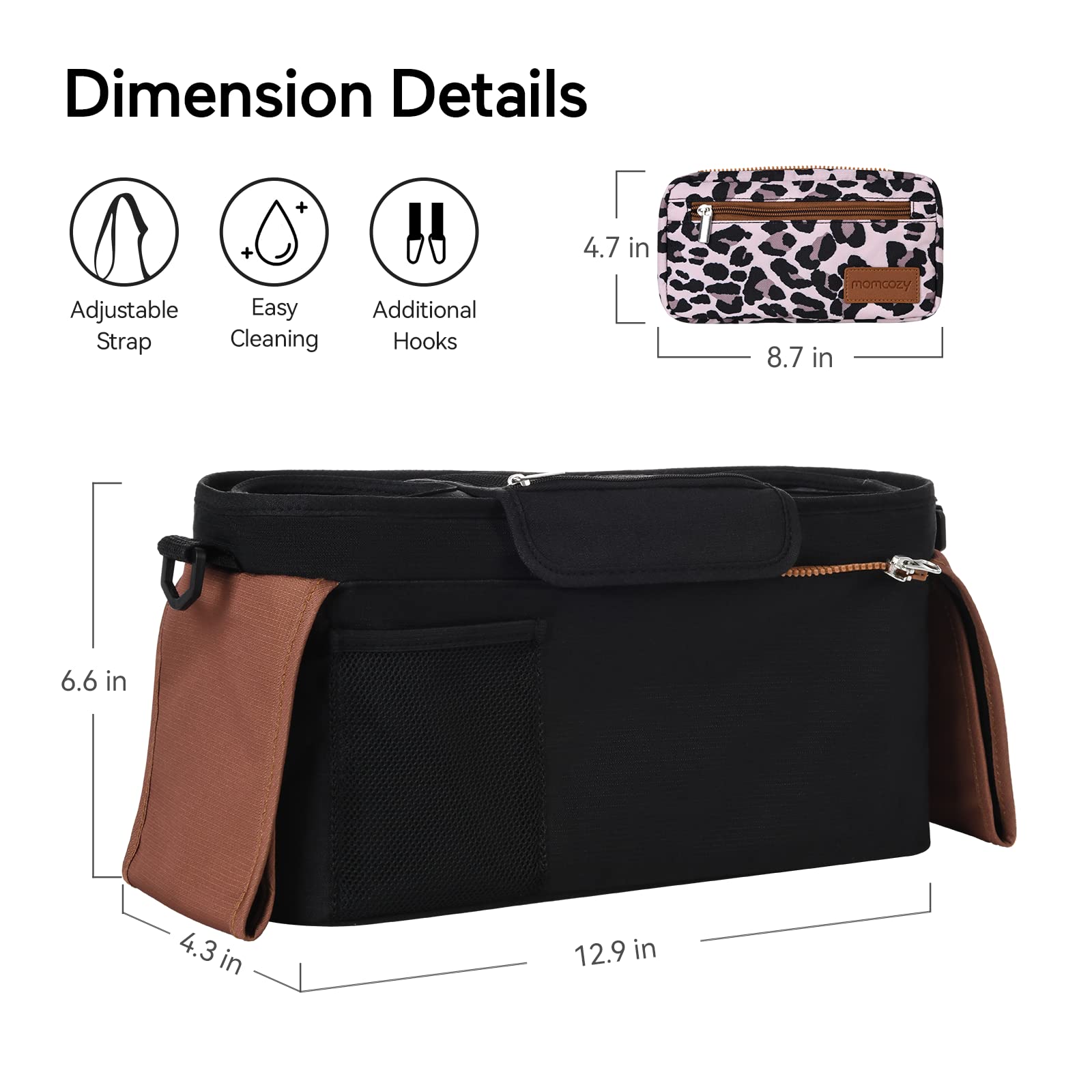 Momcozy large storage pockets keep keys, snacks, and essentials organized.