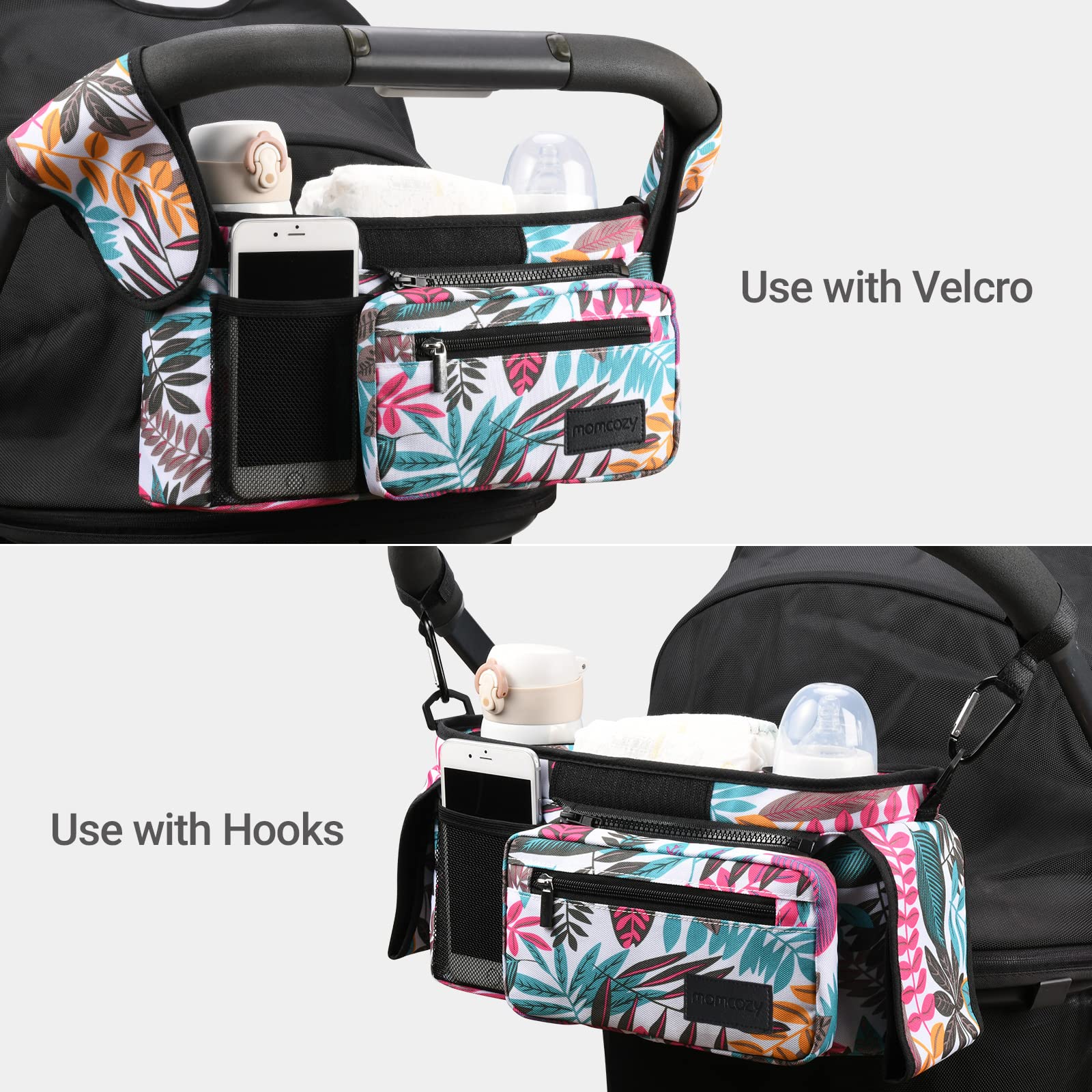 Momcozy universal stroller organizer on-the-go shoulder carry design supports easy transport