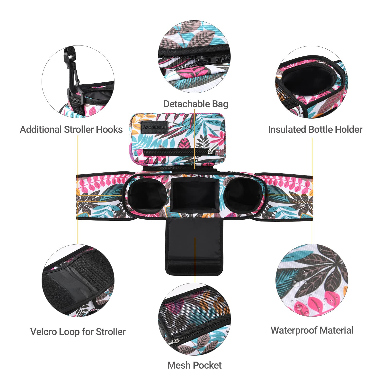Momcozy universal stroller organizer with adjustable straps for secure attachment