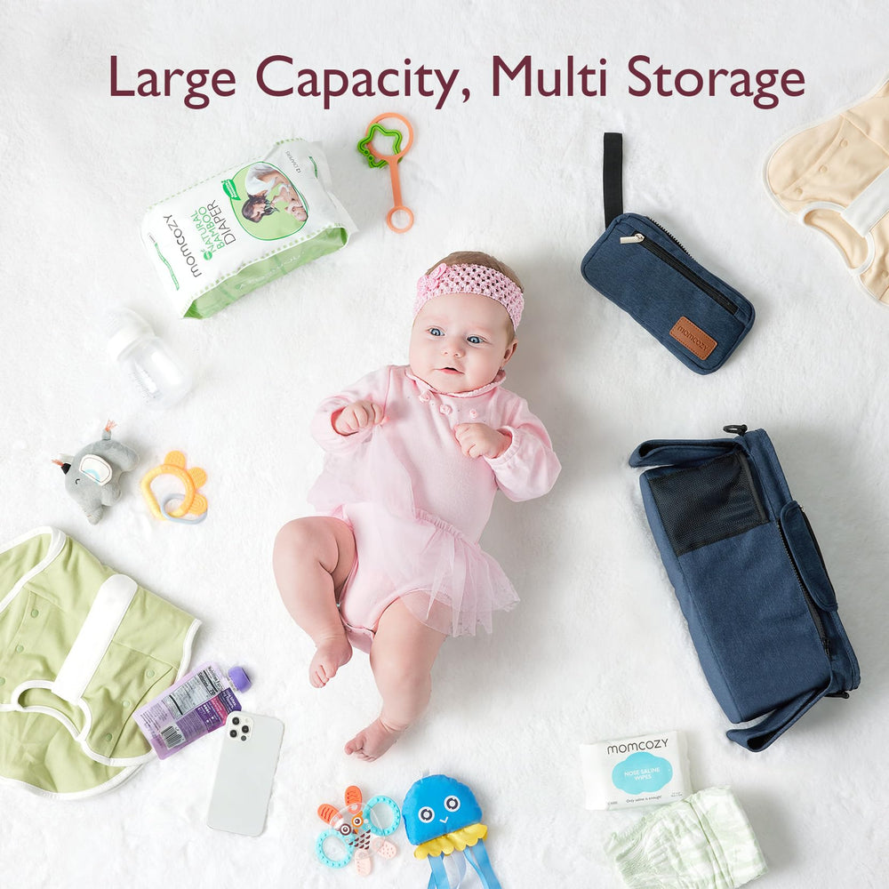 Momcozy universal stroller organizer wristlet pocket enables pocket-sized carrying of essentials.