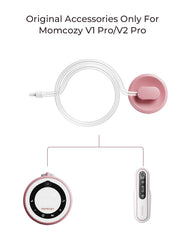 Momcozy v1pro/v2pro tubing connection shown for easy motor to milk collector fit.