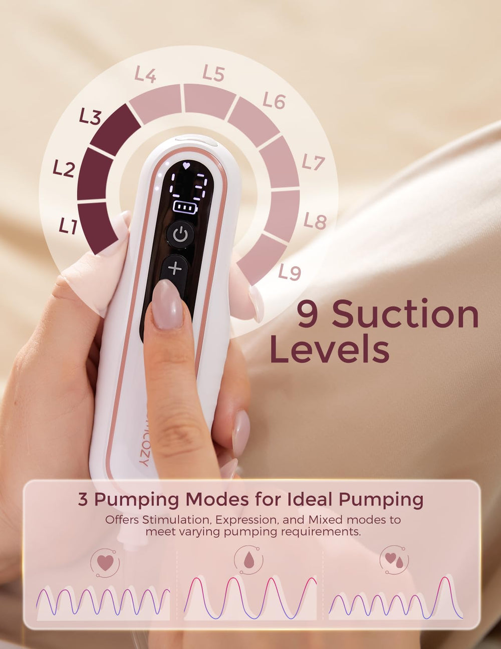 Momcozy V2 Pro integrated collection cup keeps milk tidy during sessions.