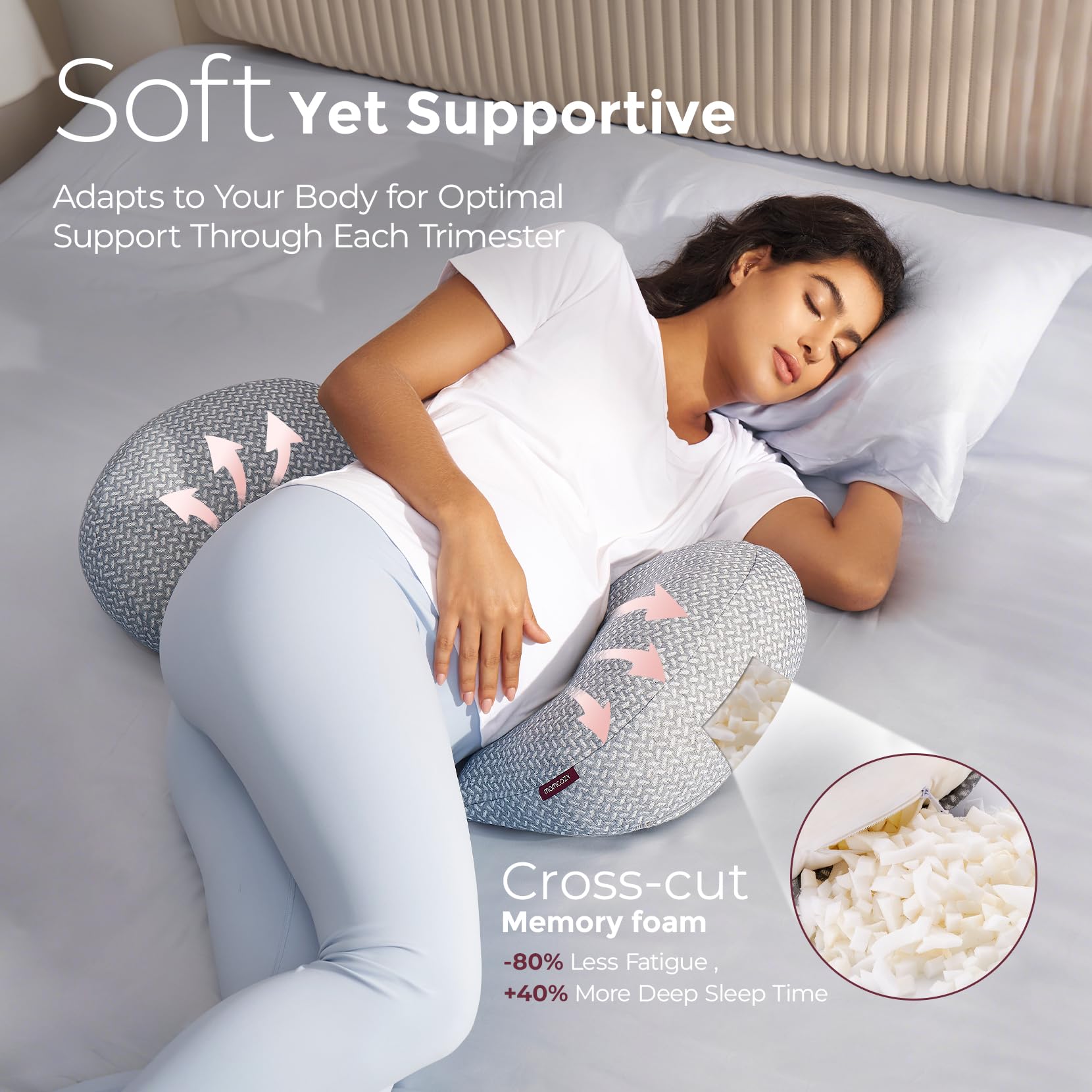 W-shaped side-sleeper support from Momcozy relieves hip pressure