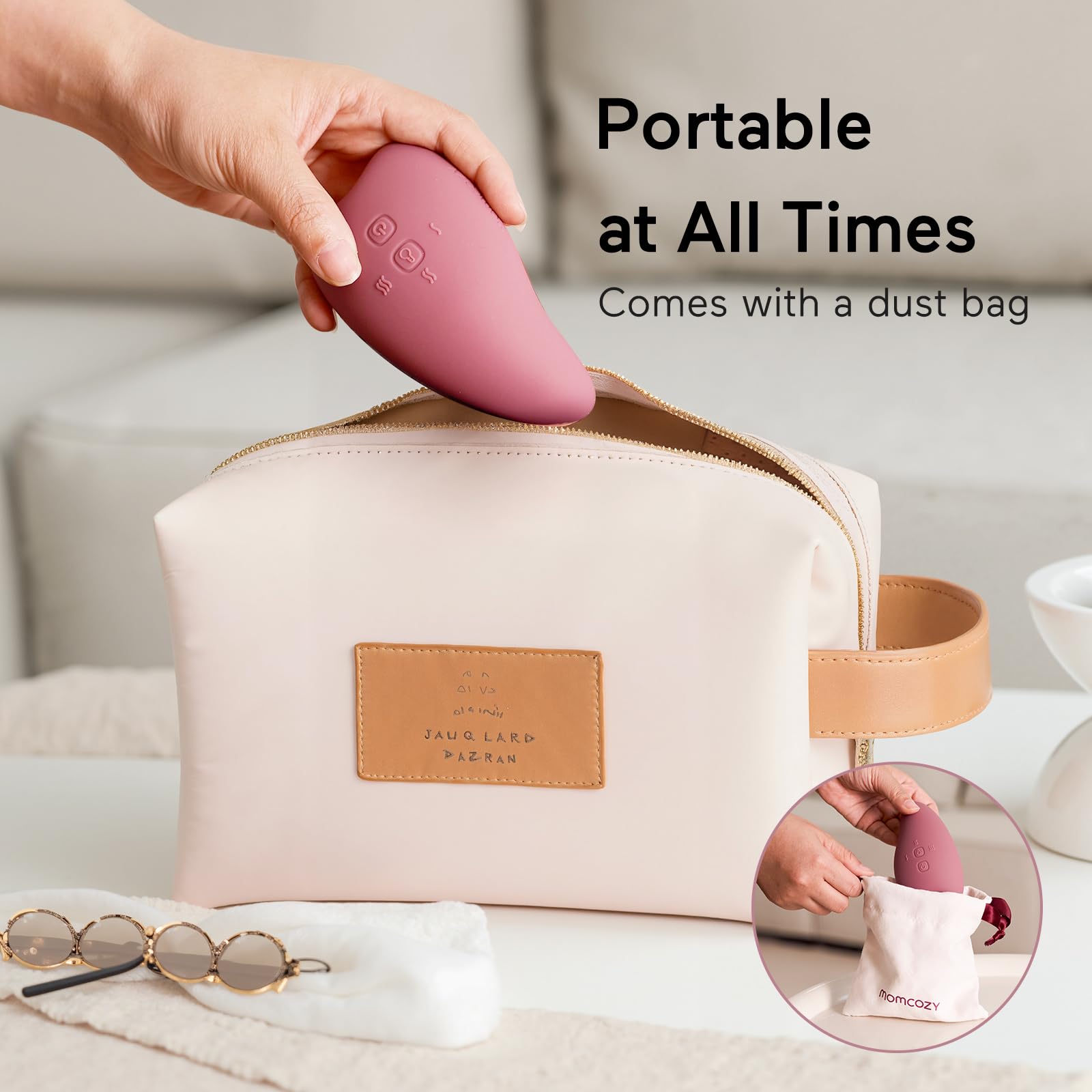 Momcozy massager magnetic charging enables one-hand use.