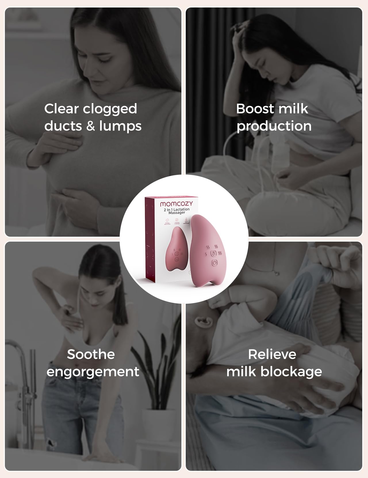 Momcozy Warming Lactation Massager Pro eight modes enable deep massage