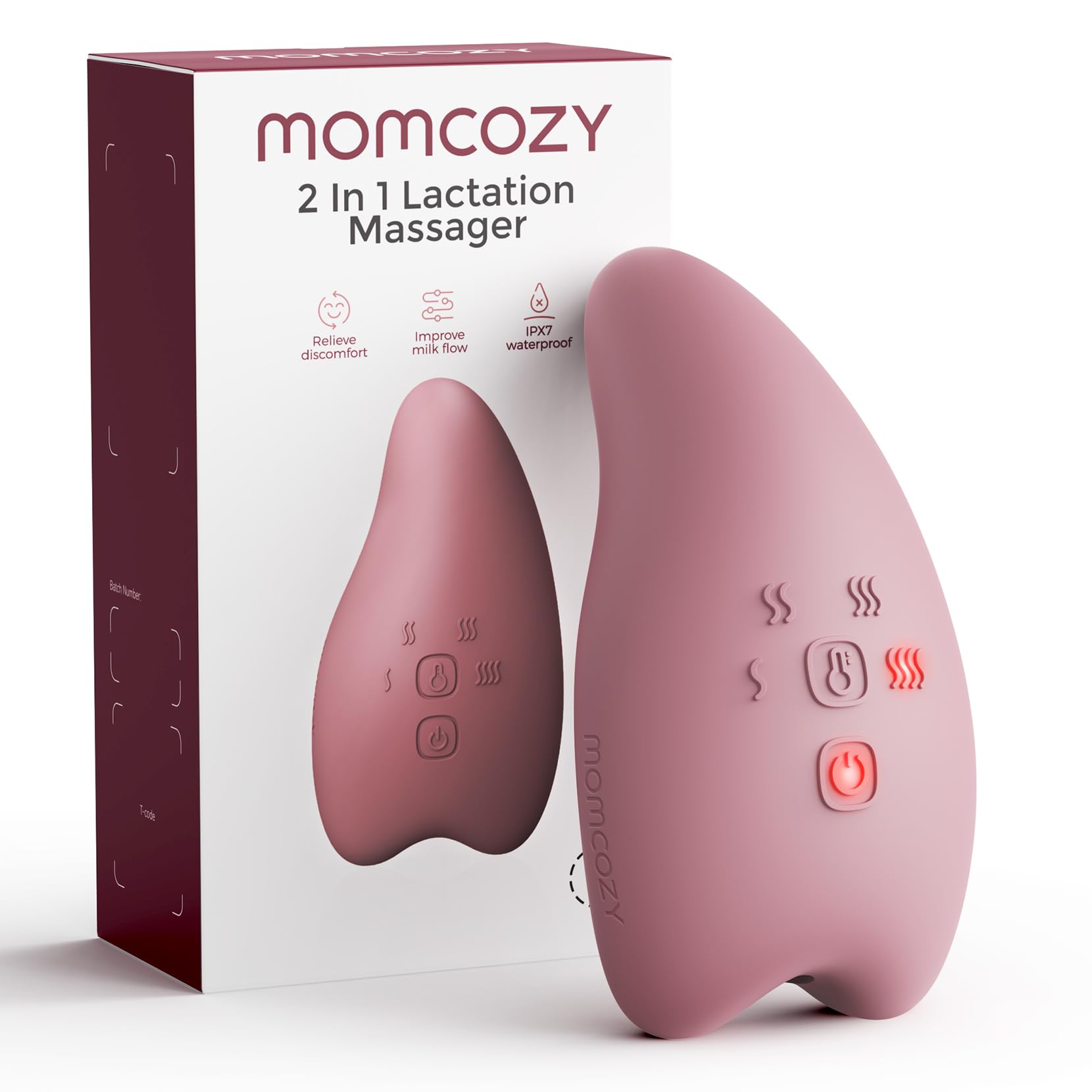 Momcozy Warming Lactation Massager Pro heat levels display for quick relief