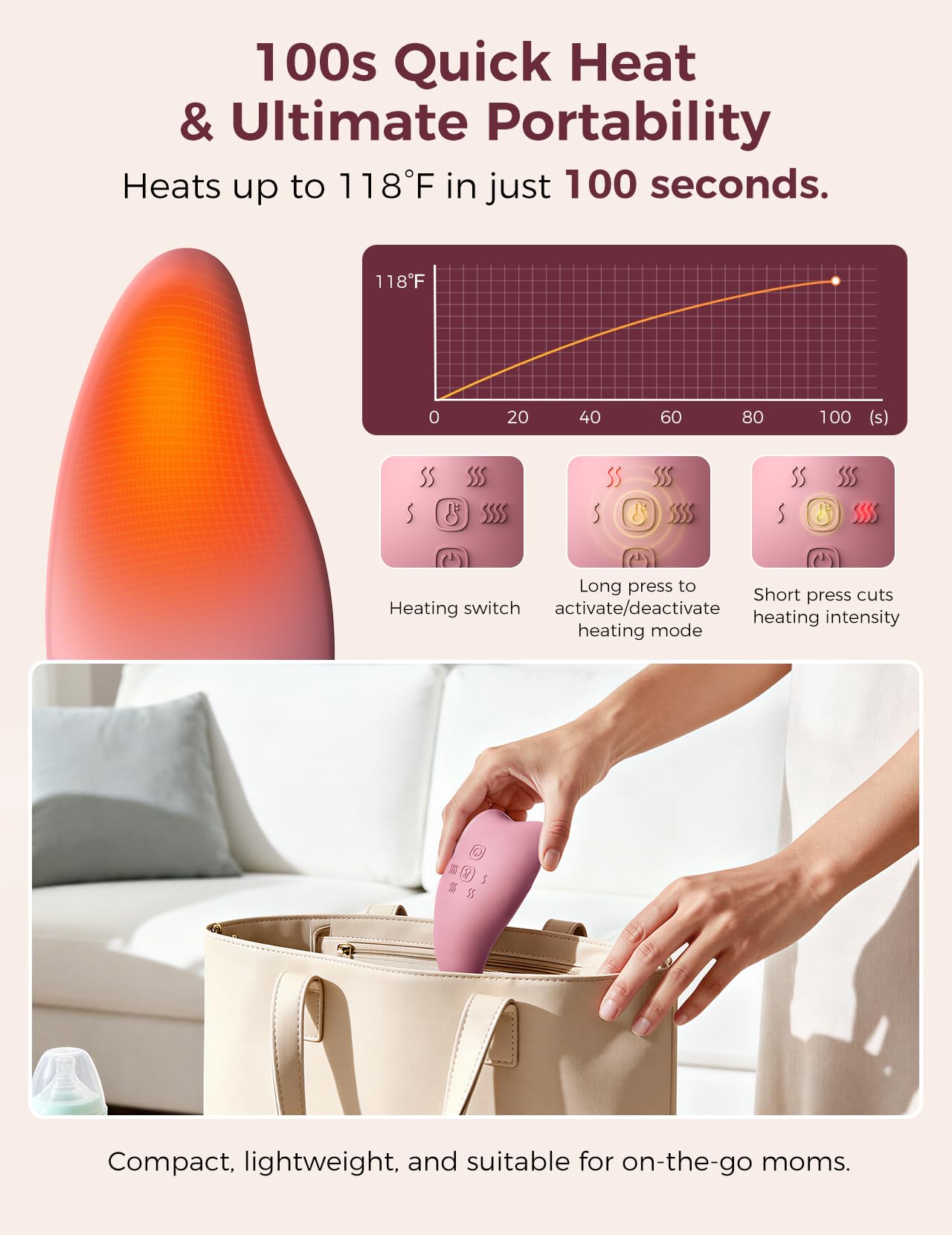 Momcozy Warming Lactation Massager Pro memory function saves preferred heat and mode