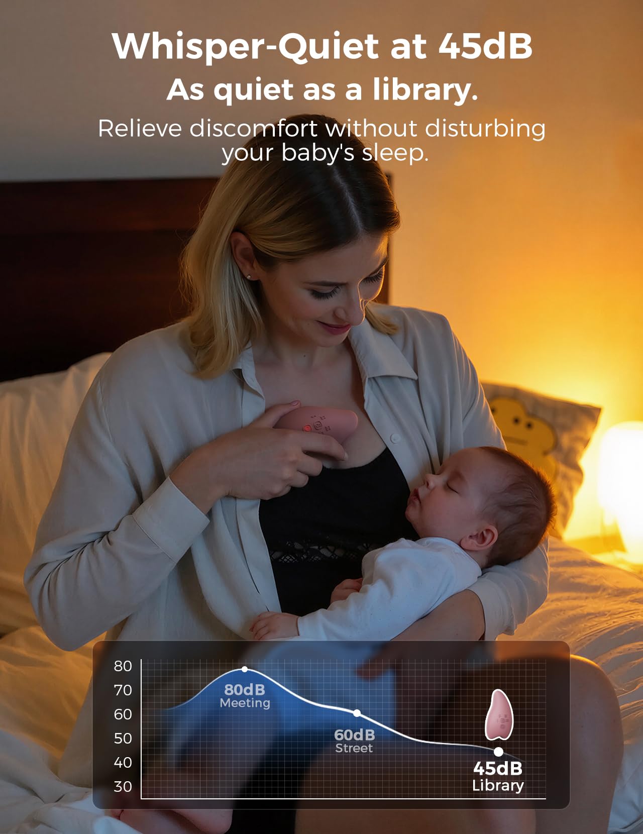 Momcozy Warming Lactation Massager Pro whisper-quiet operation for night use