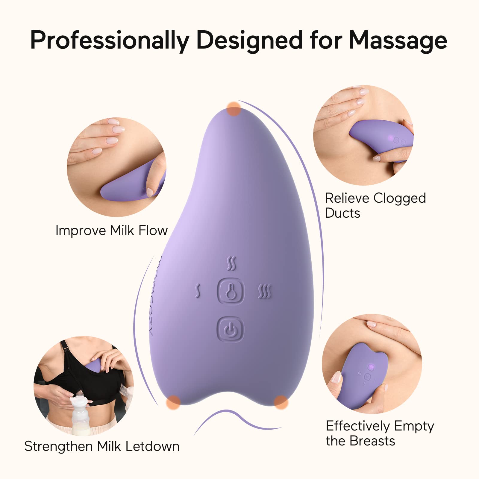 Vibration settings on Momcozy massager offer customizable relaxation.