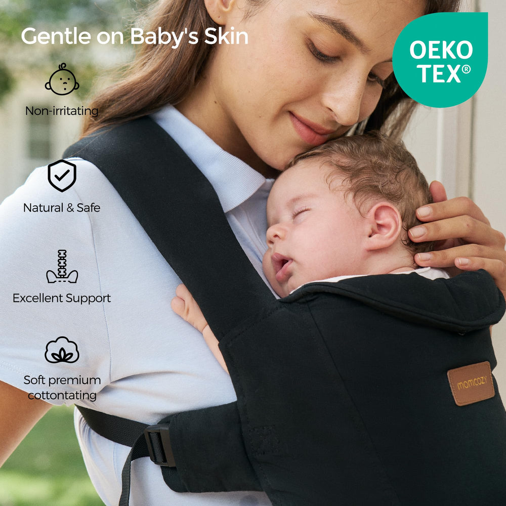 Momcozy WeeSnug lumbar-support detail helps distribute weight during daily chores