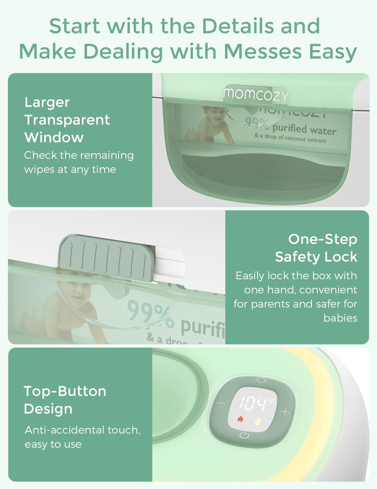 Momcozy wipe warmer dual-seal design preserves moisture and freshness