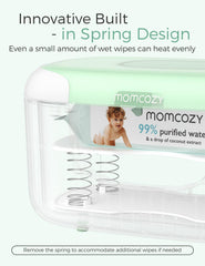 Momcozy wipe warmer lid-open demonstrates easy access to warm wipes during diaper changes