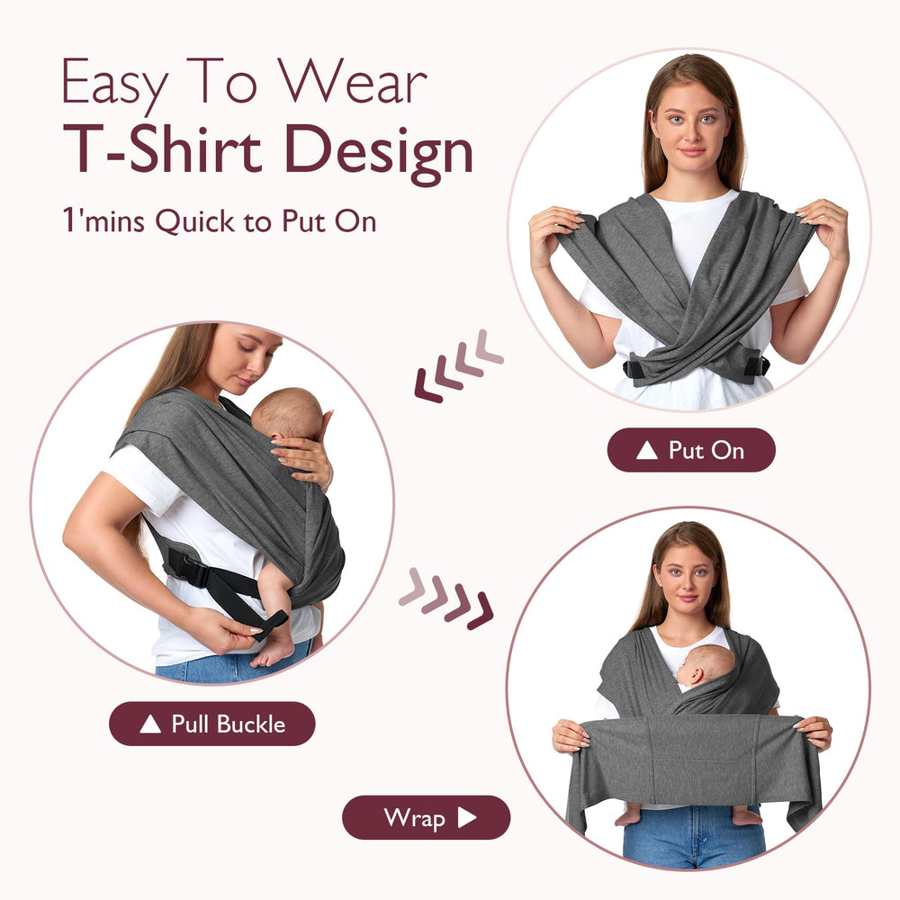 Momcozy wrap demonstrates adjustable buckles for a customizable fit.