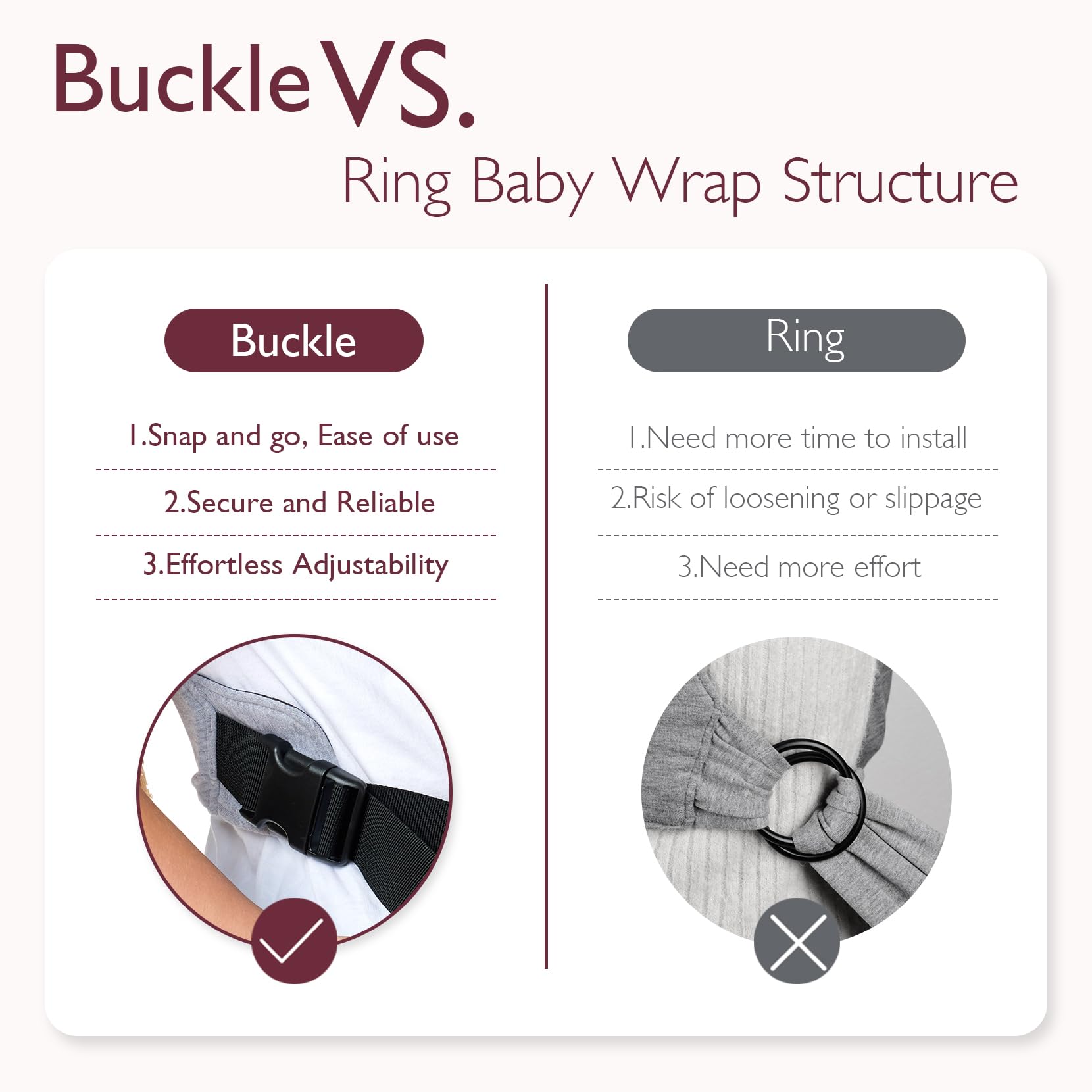 Momcozy wrap with easy-slip-on buckles for quick wear.