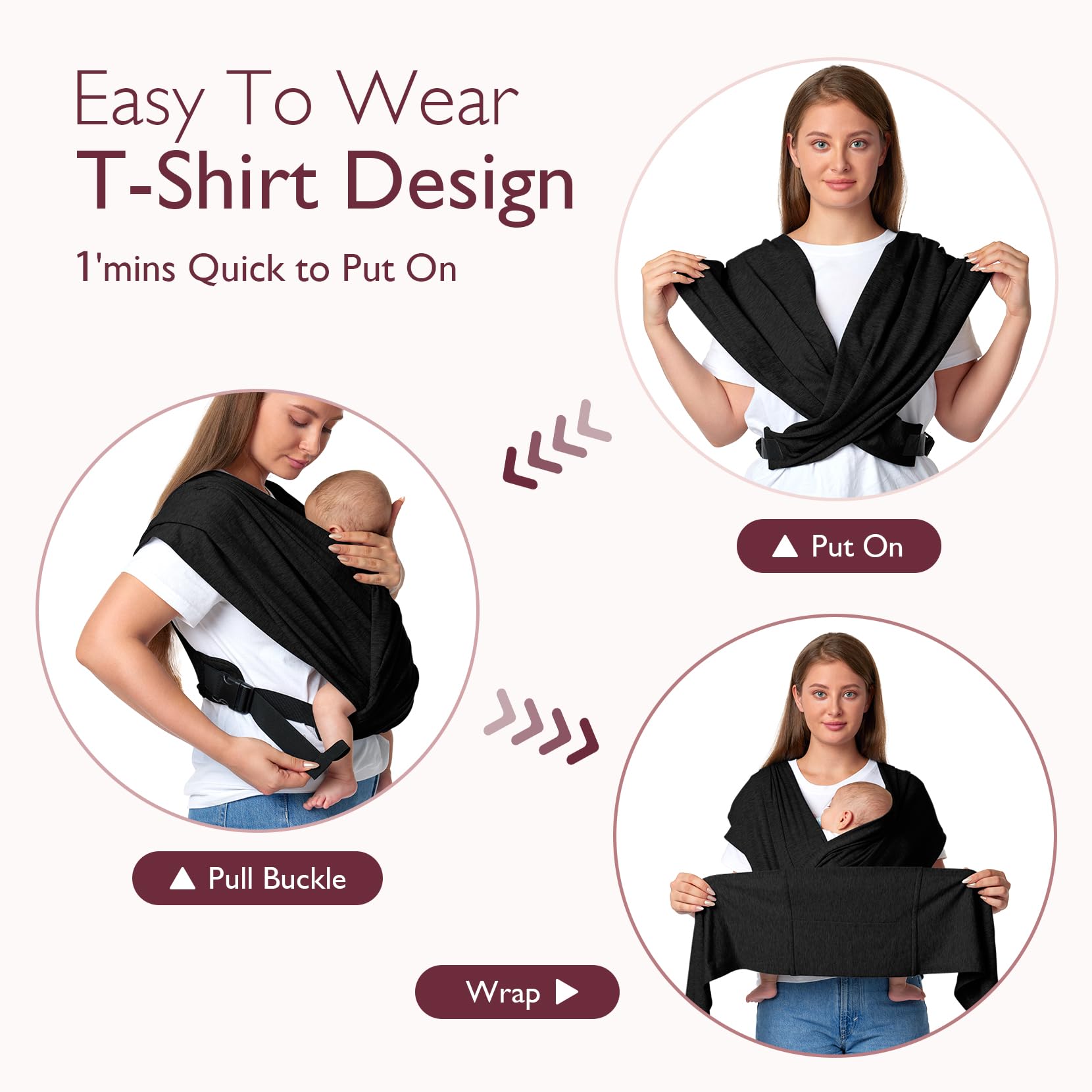Momcozy wrap highlighting neck and shoulder support for parents.