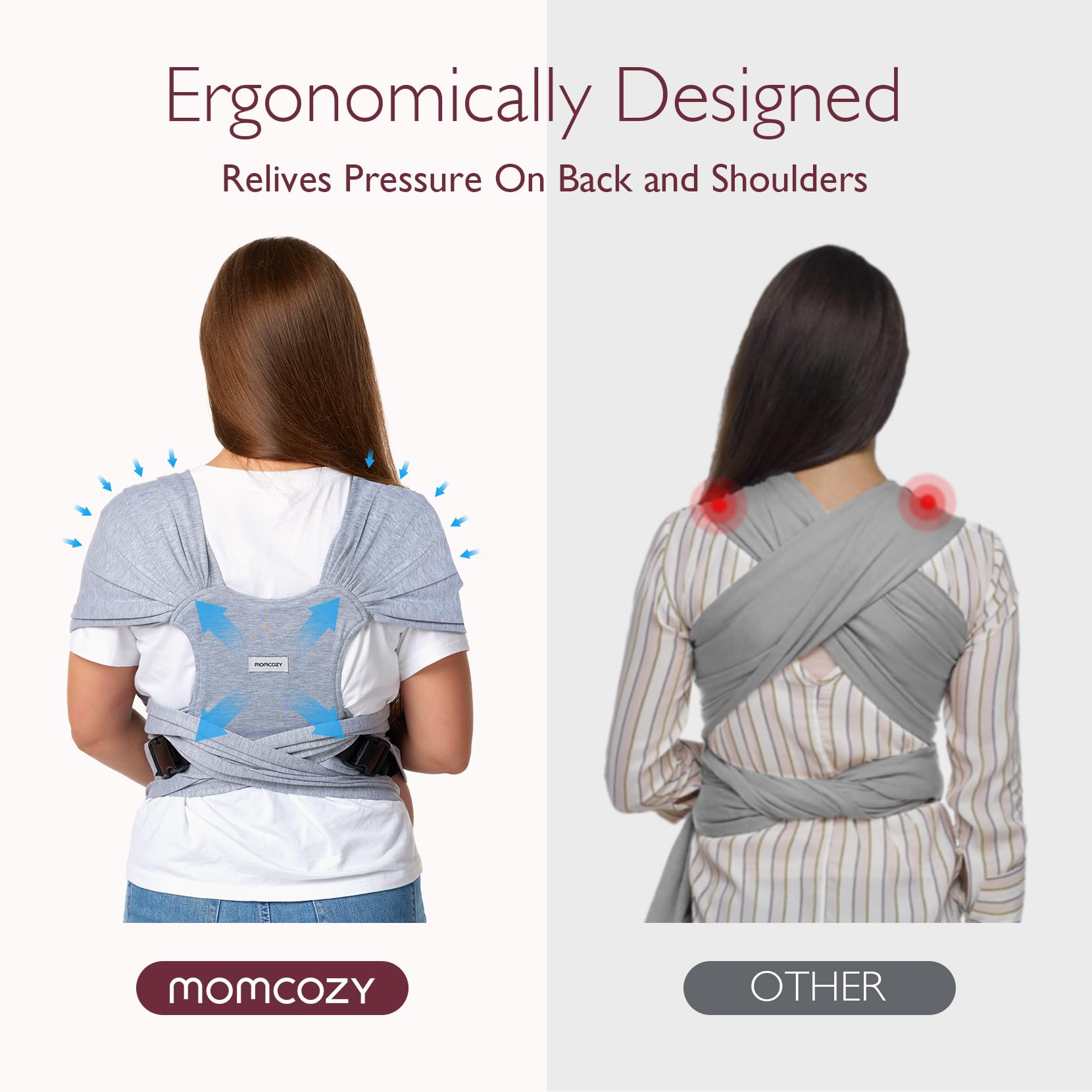 Momcozy wrap closeup highlights ultra-soft fabric texture for comfort.