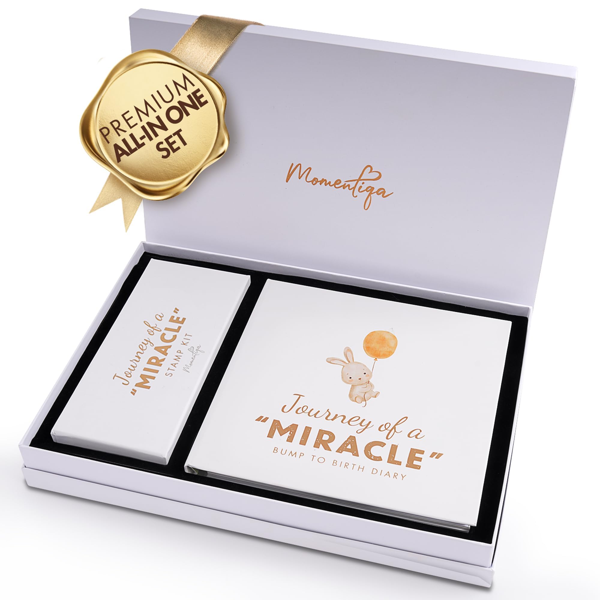 Momentiqa pregnancy journal cover, a stylish keepsake for lifelong memories.