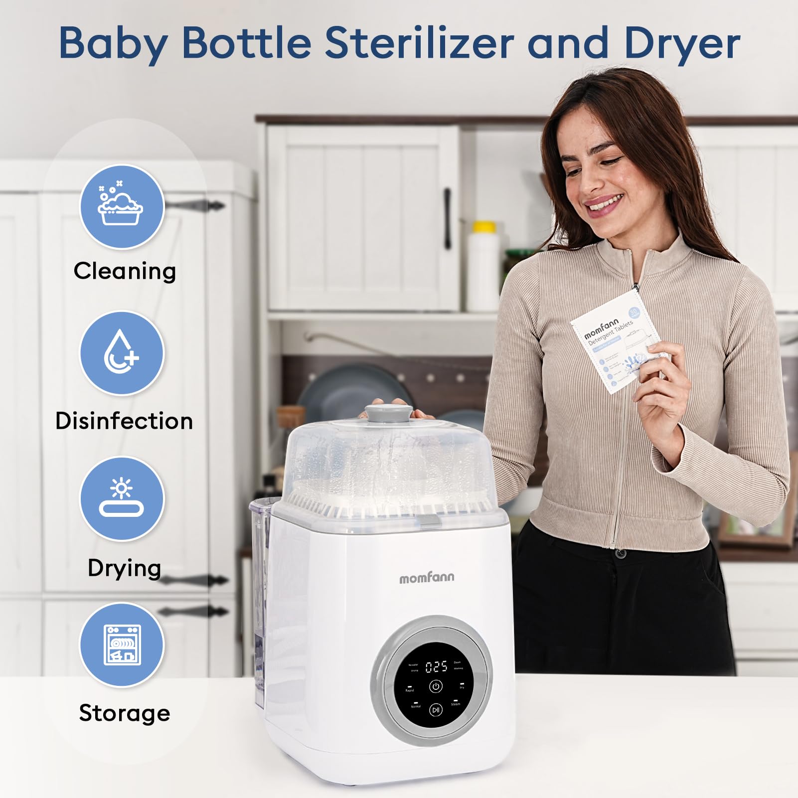 MOMFANN 19 Min Bottle Washer compact design supports quick bottle cleaning in busy kitchens