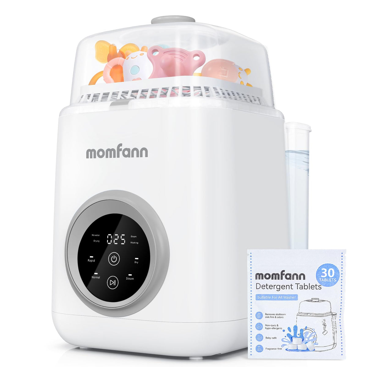MOMFANN 19 Min Bottle Washer front view shows compact grey unit for space-saving cleaning