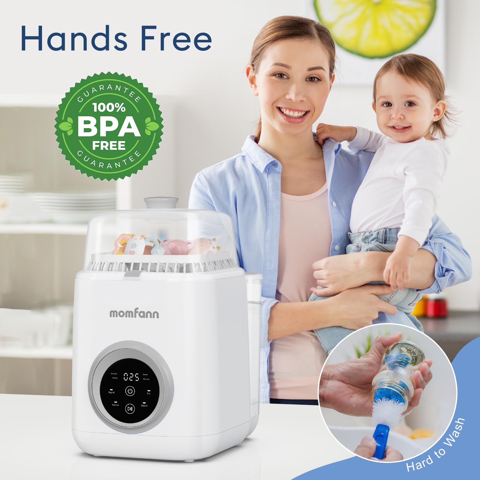 MOMFANN 19 Min Bottle Washer time-savings emphasizes 19-minute quick wash for busy families