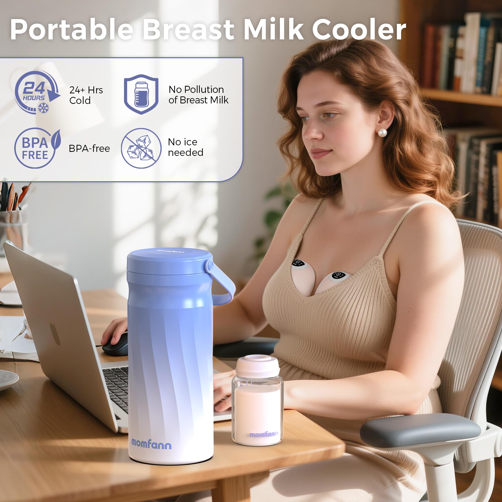 MOMFANN 360-degree cooling tube close-up shows durable stainless steel construction.