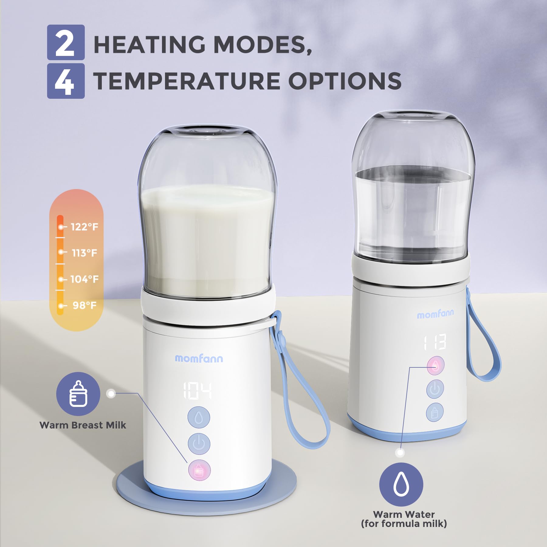 MOMFANN bottle warmer with 3x3800mAh batteries enables multiple uses between charges