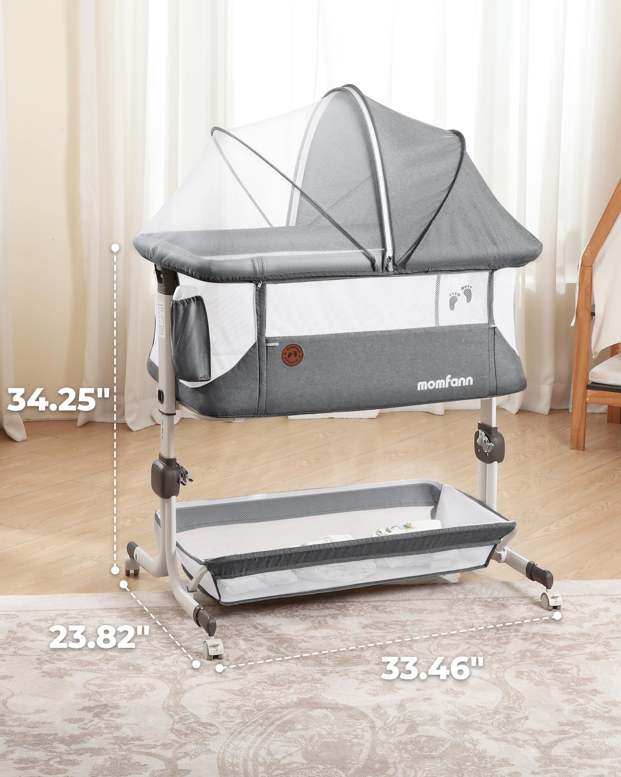 MOMFANN 6-height adjustment feature adapts to different bed heights