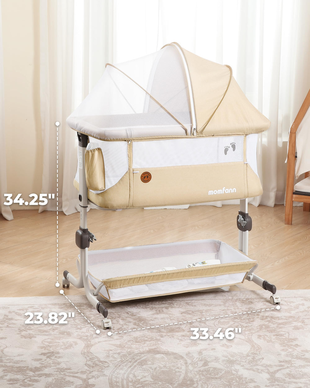 MOMFANN baby bassinet bedside sleeper bug net included provides insect protection