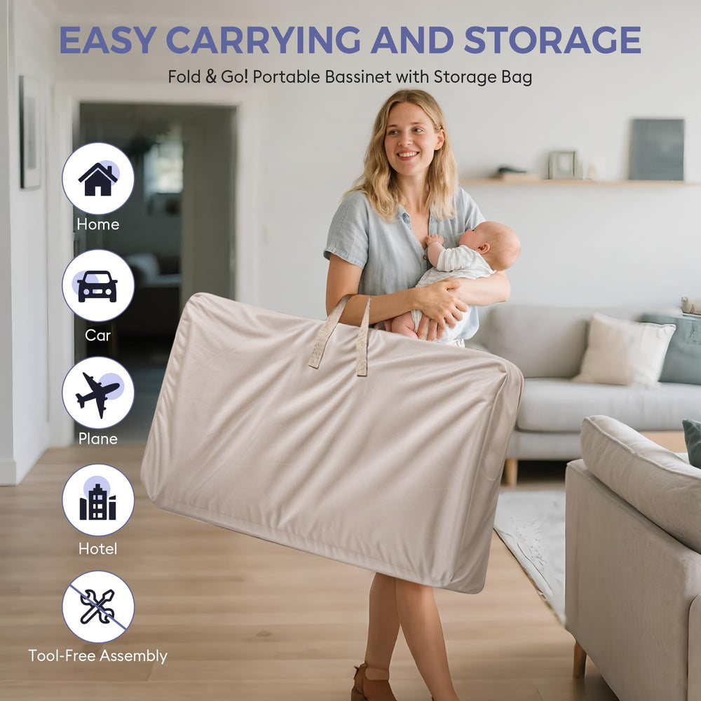 MOMFANN baby bassinet bedside sleeper height adjustment showcases easy six-height customization