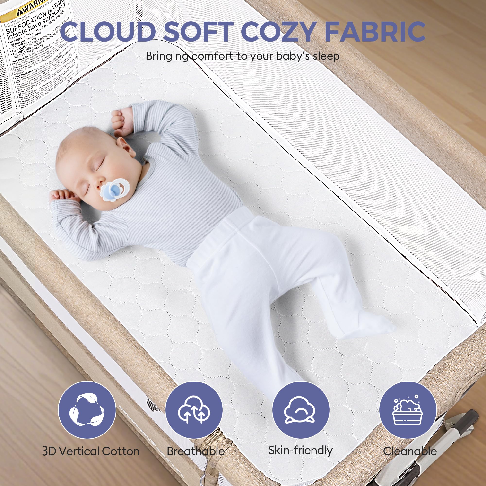 MOMFANN baby bassinet bedside sleeper storage underneath keeps essential care items within reach