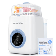 MOMFANN baby bottle washer quick-cycle demonstrates fast post-feed cleanup