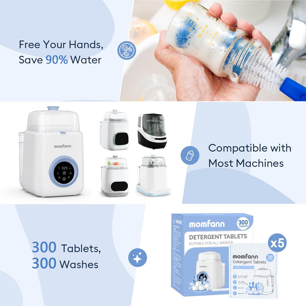 MOMFANN baby-safe-cleaning-tablets-illustration highlights safe use around babies.