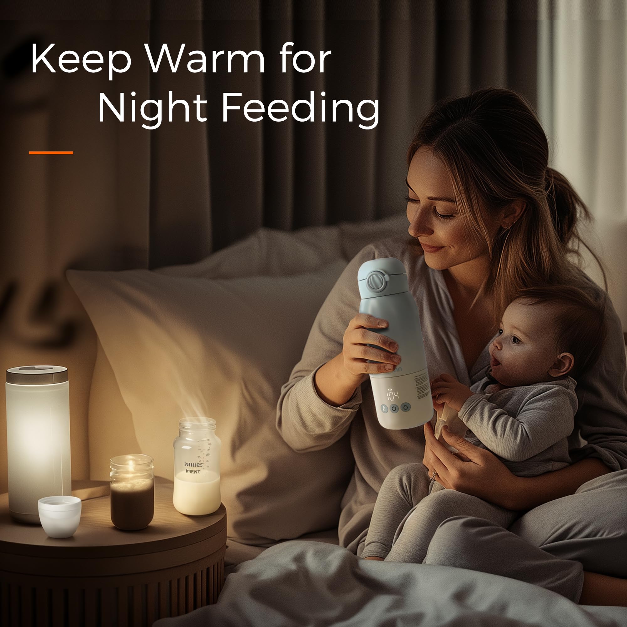 MOMFANN battery-powered warmer recharging quickly with fast charger.