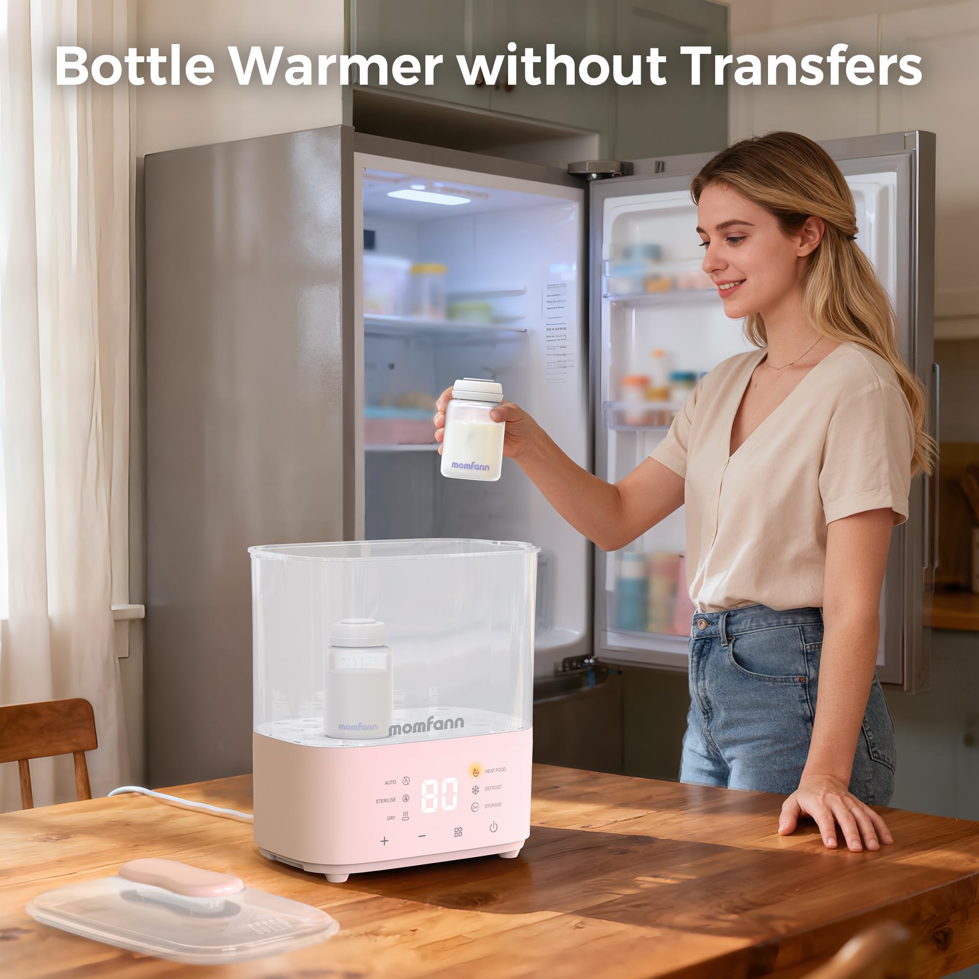 MOMFANN bottle in diaper bag stays organized for on-the-go milk storage.