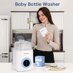 MOMFANN bottle parts being cleaned to remove milk odors