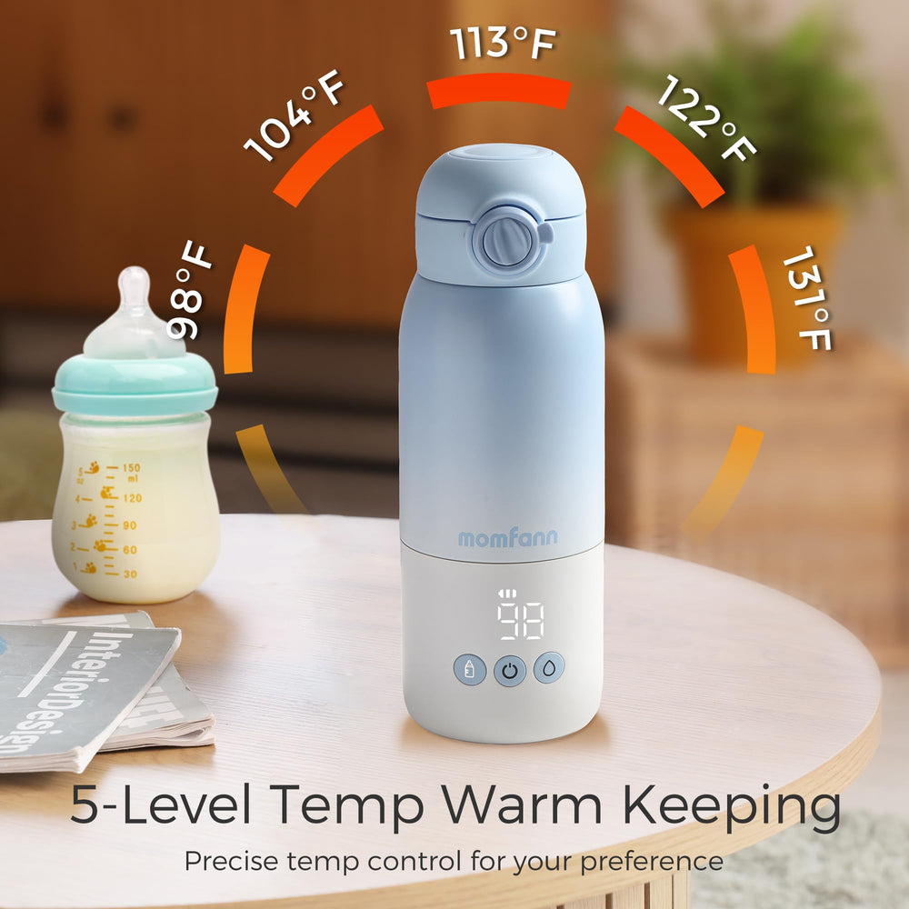 MOMFANN bottle warmer with 12 oz capacity and measurement markings.