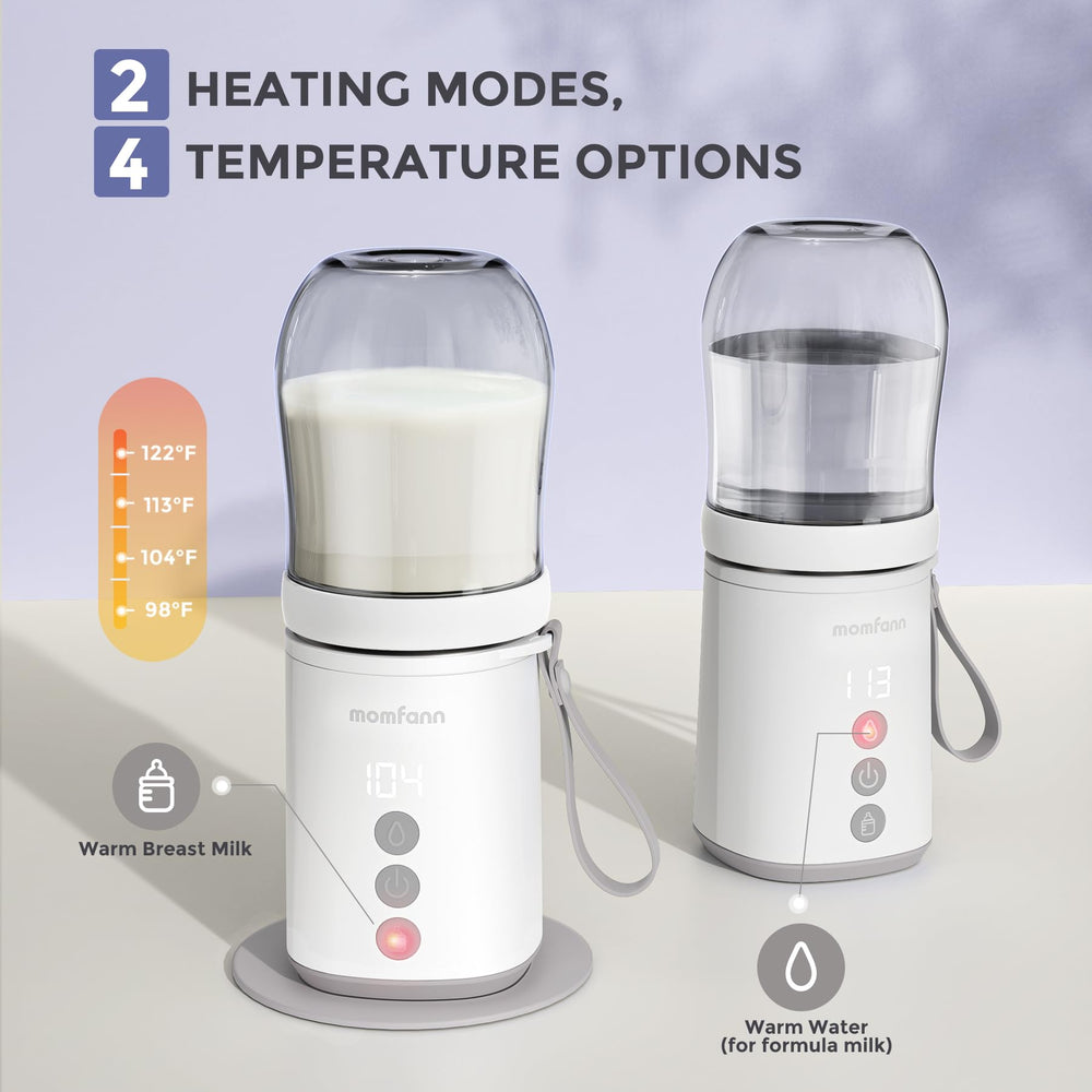 MOMFANN bottle warmer side profile highlighting compact shape for strollers