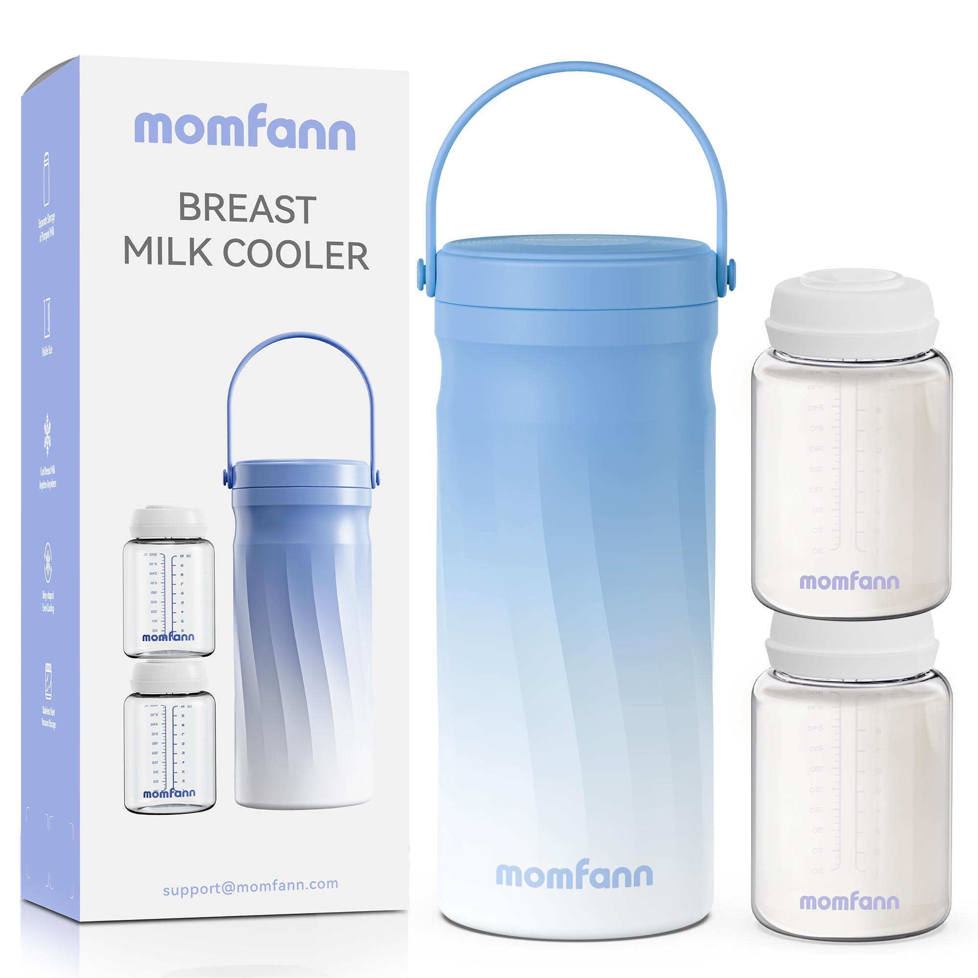 MOMFANN breast-milk cooler 360-degree cooling for travel preserves freshness.