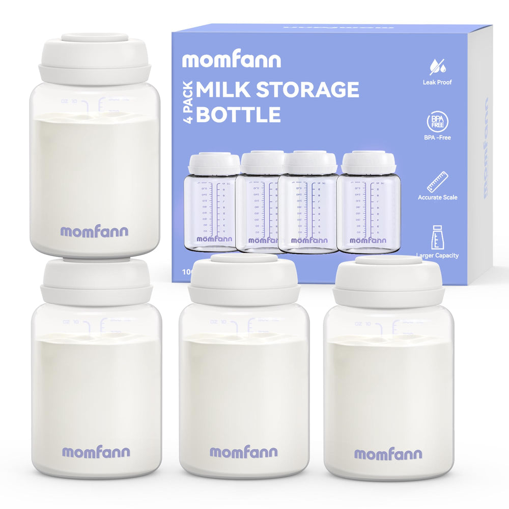 MOMFANN breastmilk bottle 4-pack 10oz front view for streamlined daily storage and feeding.