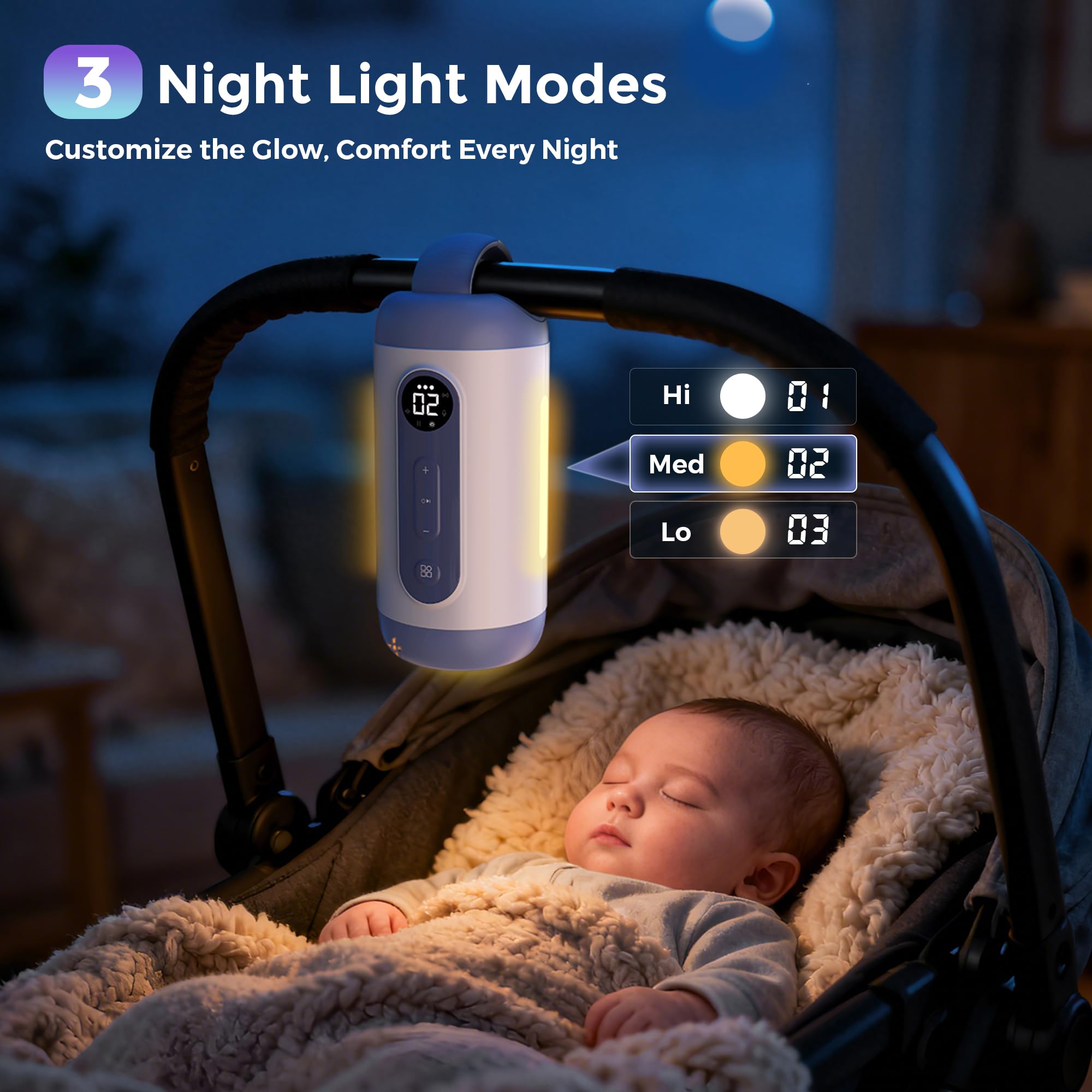 MOMFANN compact all-in-one design attaches to multiple baby gear