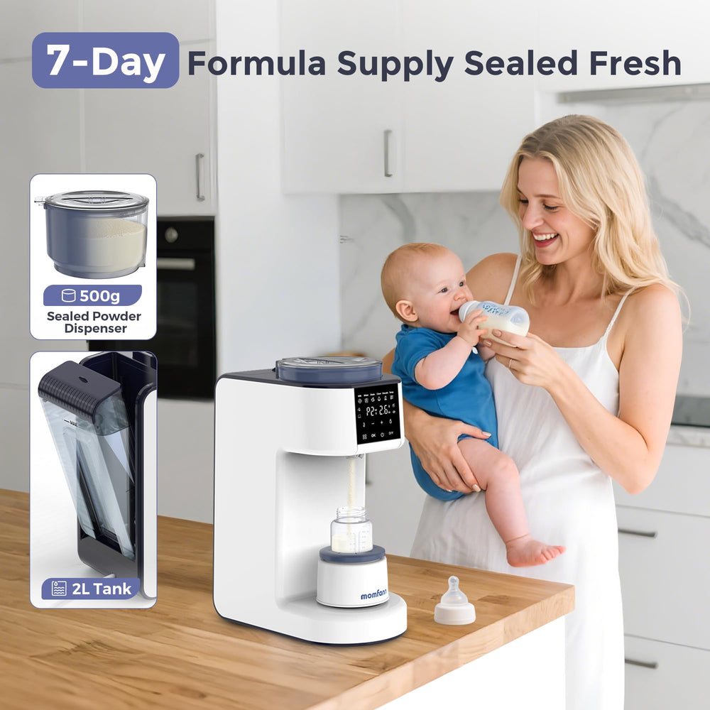 Momfann Formula Maker Pro sealed powder container preserves freshness between uses.