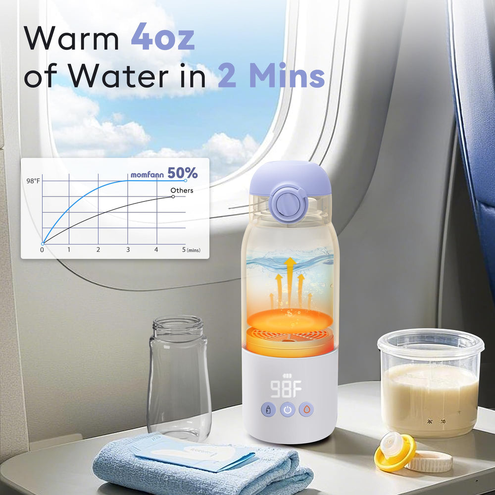 Lightweight MOMFANN travel warmer fits easily in a diaper bag.