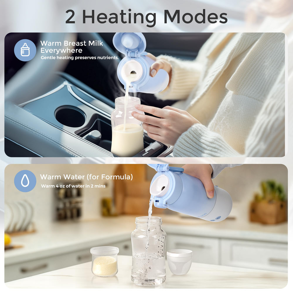 MOMFANN portable bottle warmer keeping milk warm during long outings.