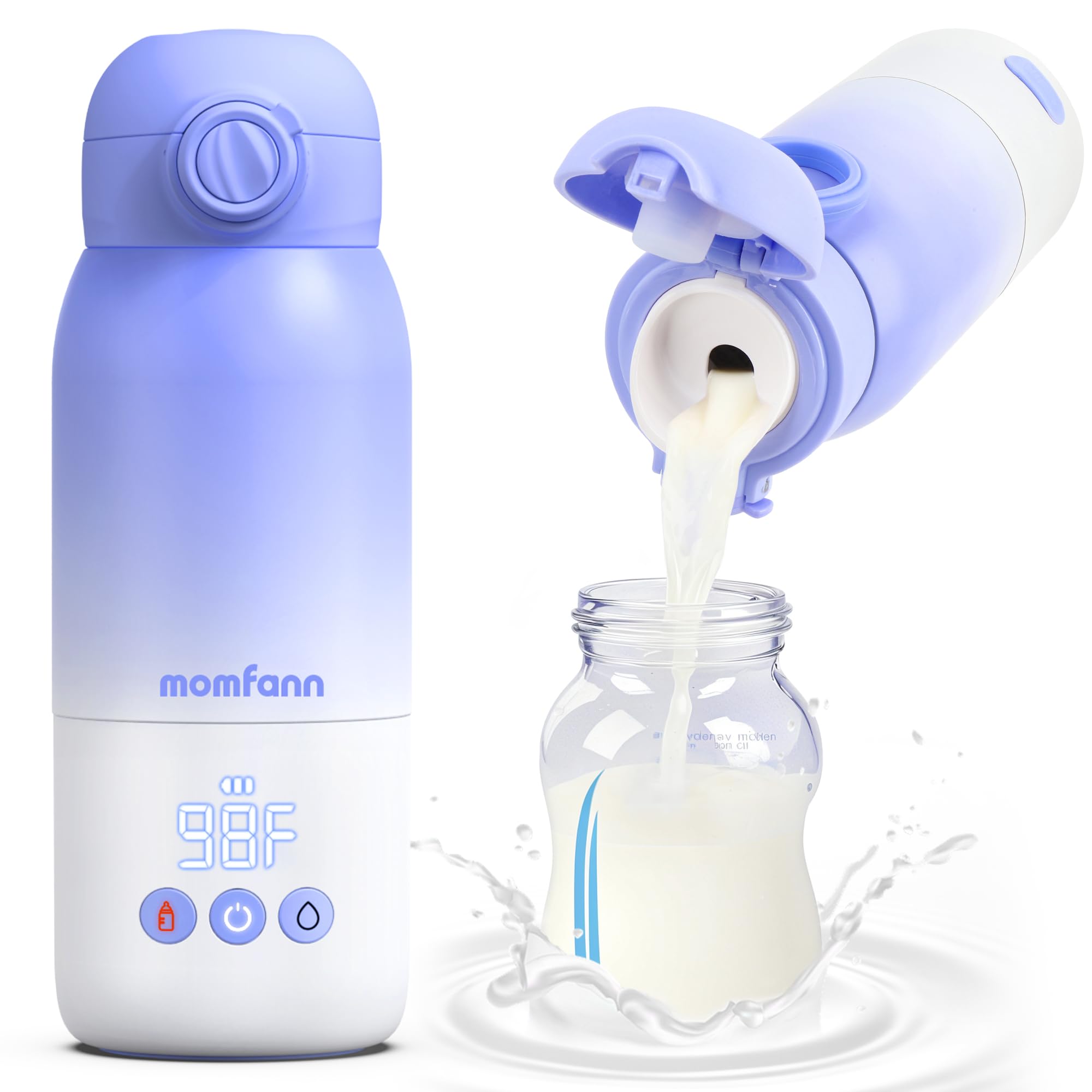 MOMFANN portable bottle warmer in a compact travel case for on-the-go feeds.