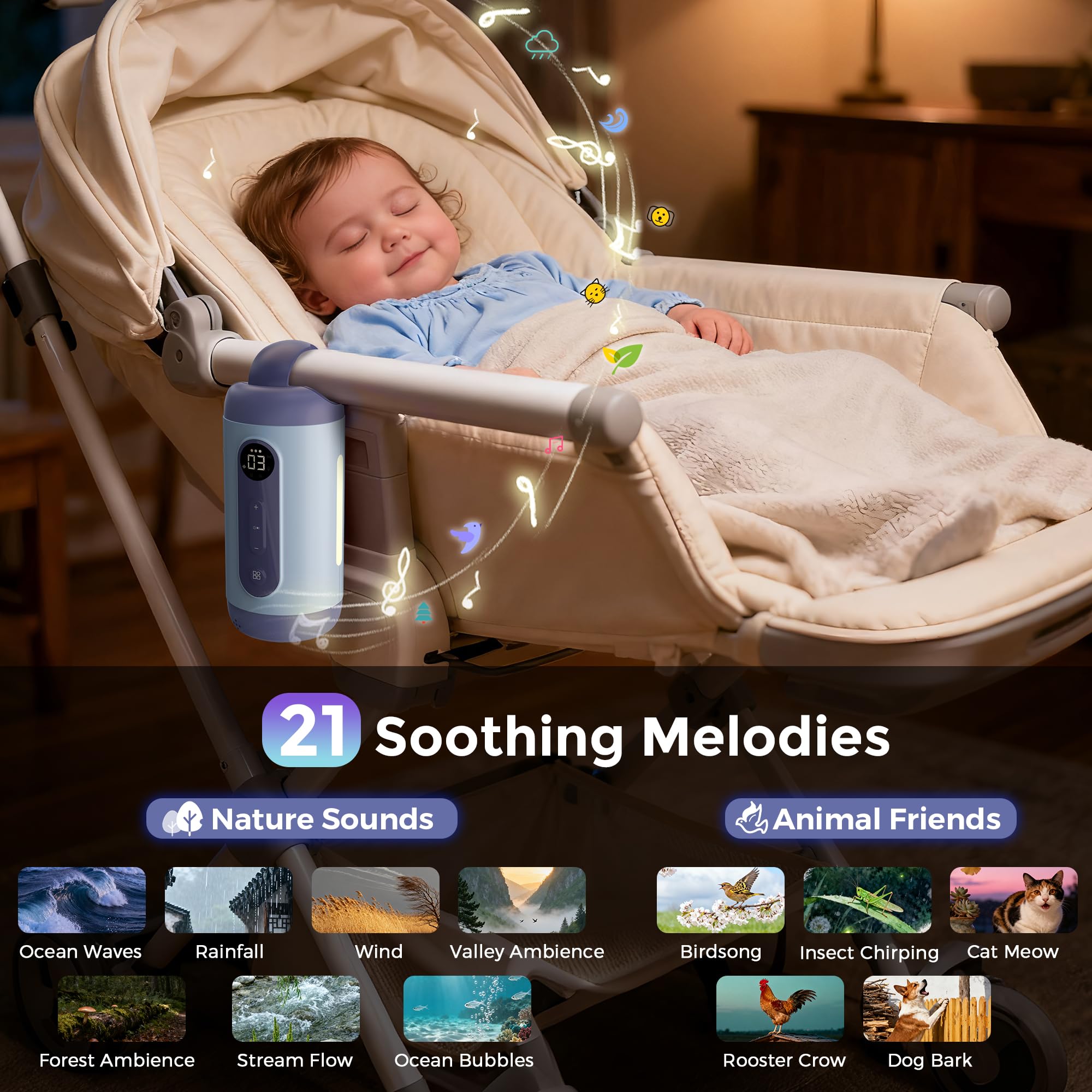 MOMFANN ultra quiet motor keeps nights peaceful for parents and babies