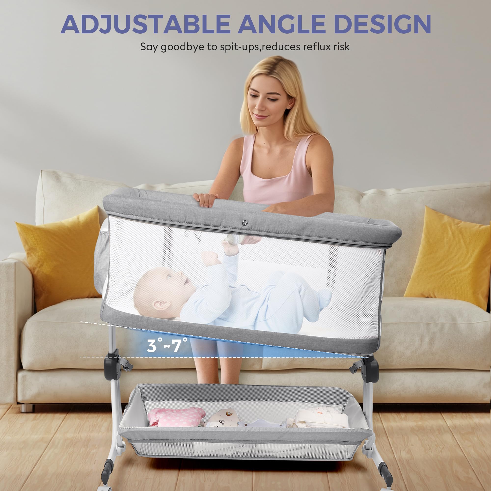 MOMFANN lightweight travel-friendly bassinet for easy room-to-room moves