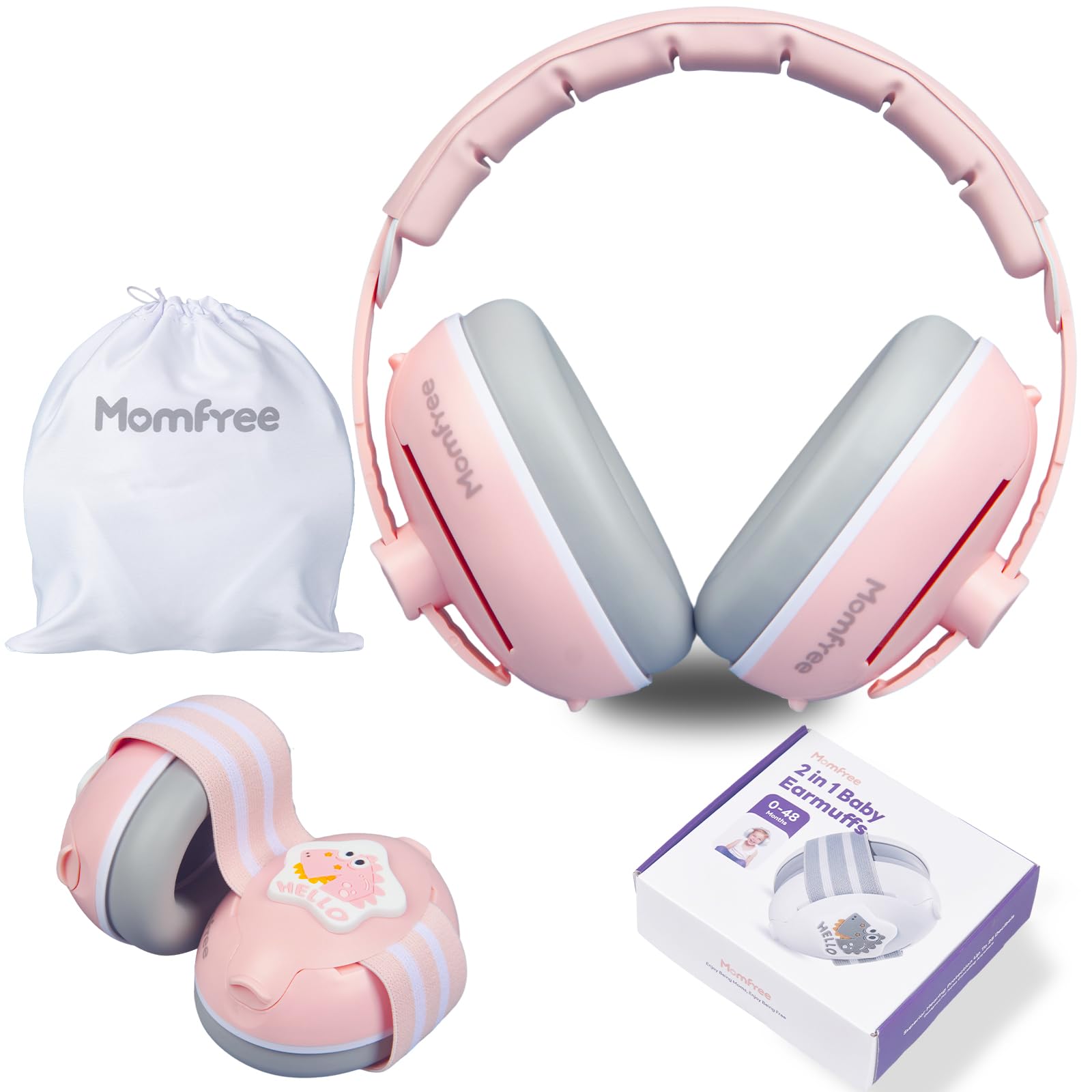 Momfree 2in-1 ear muffs design close-up showing versatile travel comfort.