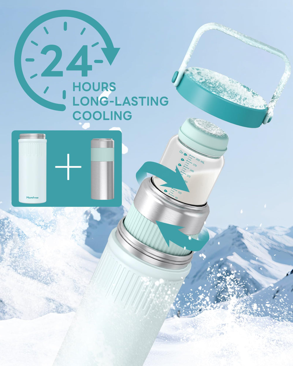 Momfree 360-degree cooling interior demonstrates rapid-chill freshness all day.