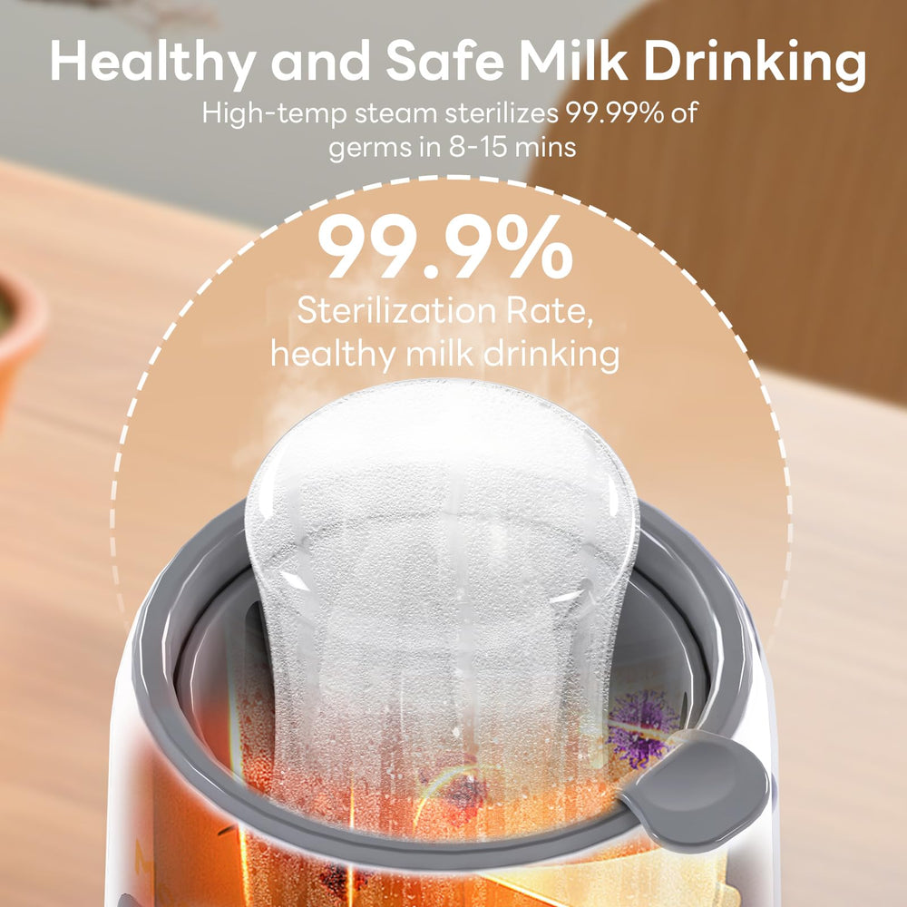 Momfree bottle warmer compact design fits in a nursery or nightstand.