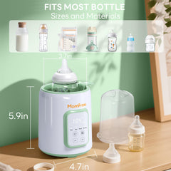 Momfree bottle warmer with temperature control ensures precise heat.